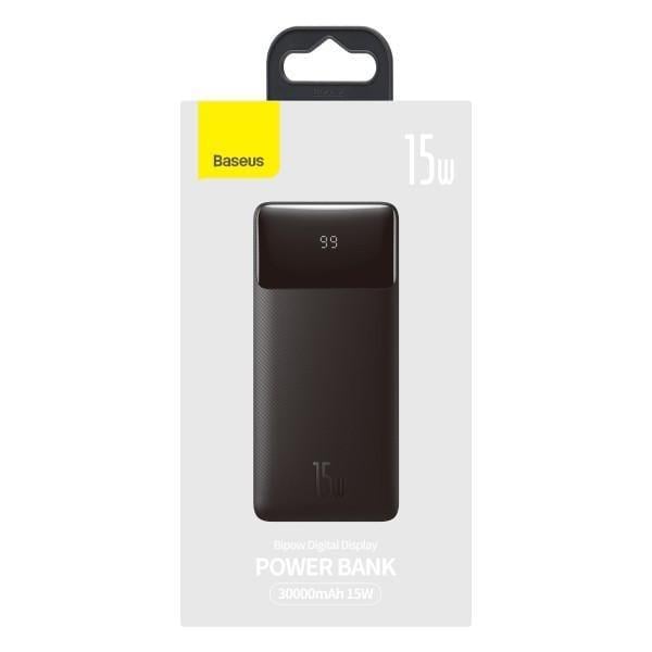 Аккумулятор внешний Baseus Bipow Digital Display 30000mAh 15W 3A 2USB и Type-C Чорний