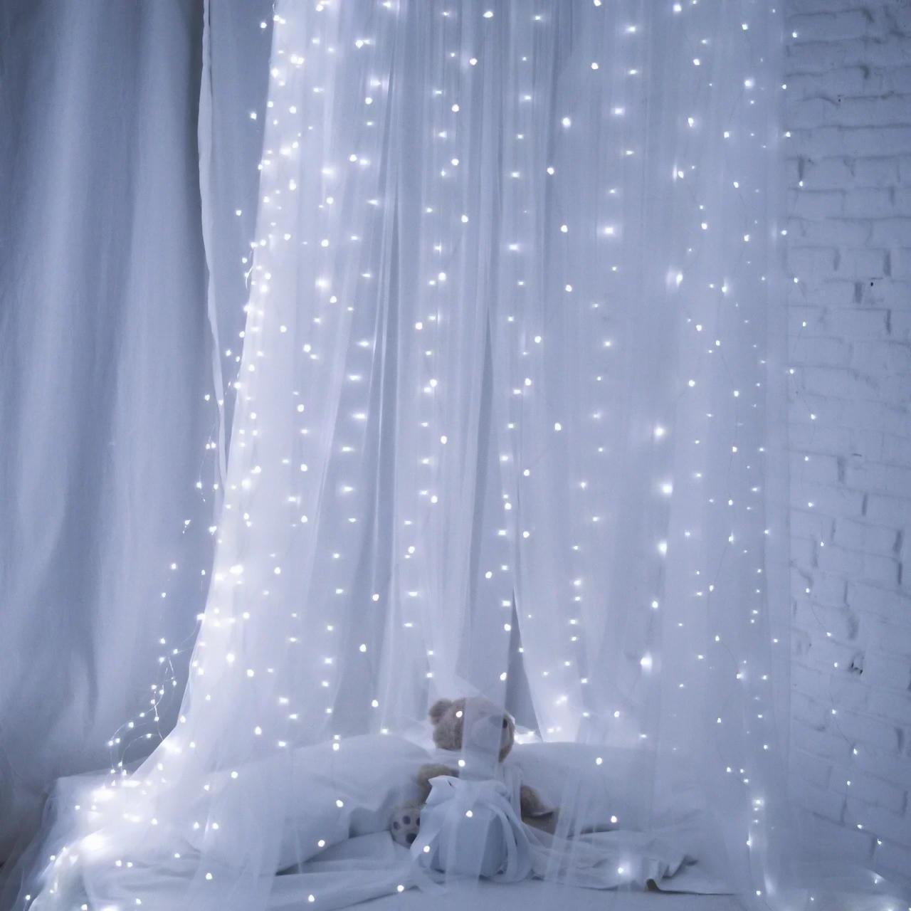 Гирлянда-штора на елку W-9 300 LED 3х4,1 м Холодный белый (1010222-White)