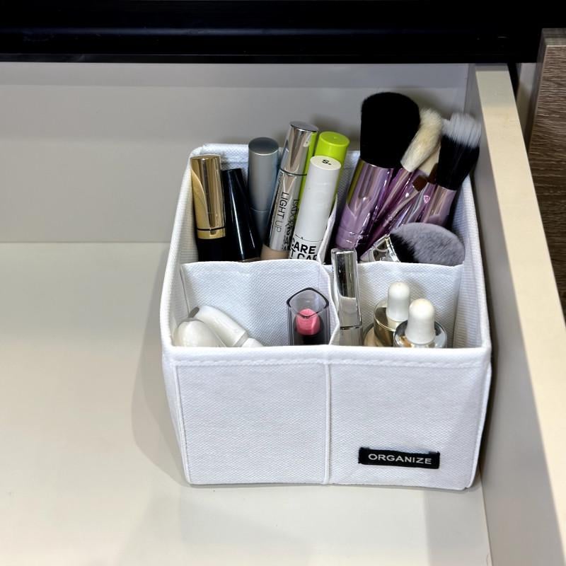 Органайзер для дрібничок на 4 комірки 15х15х10 см Білий (Wh-4k)