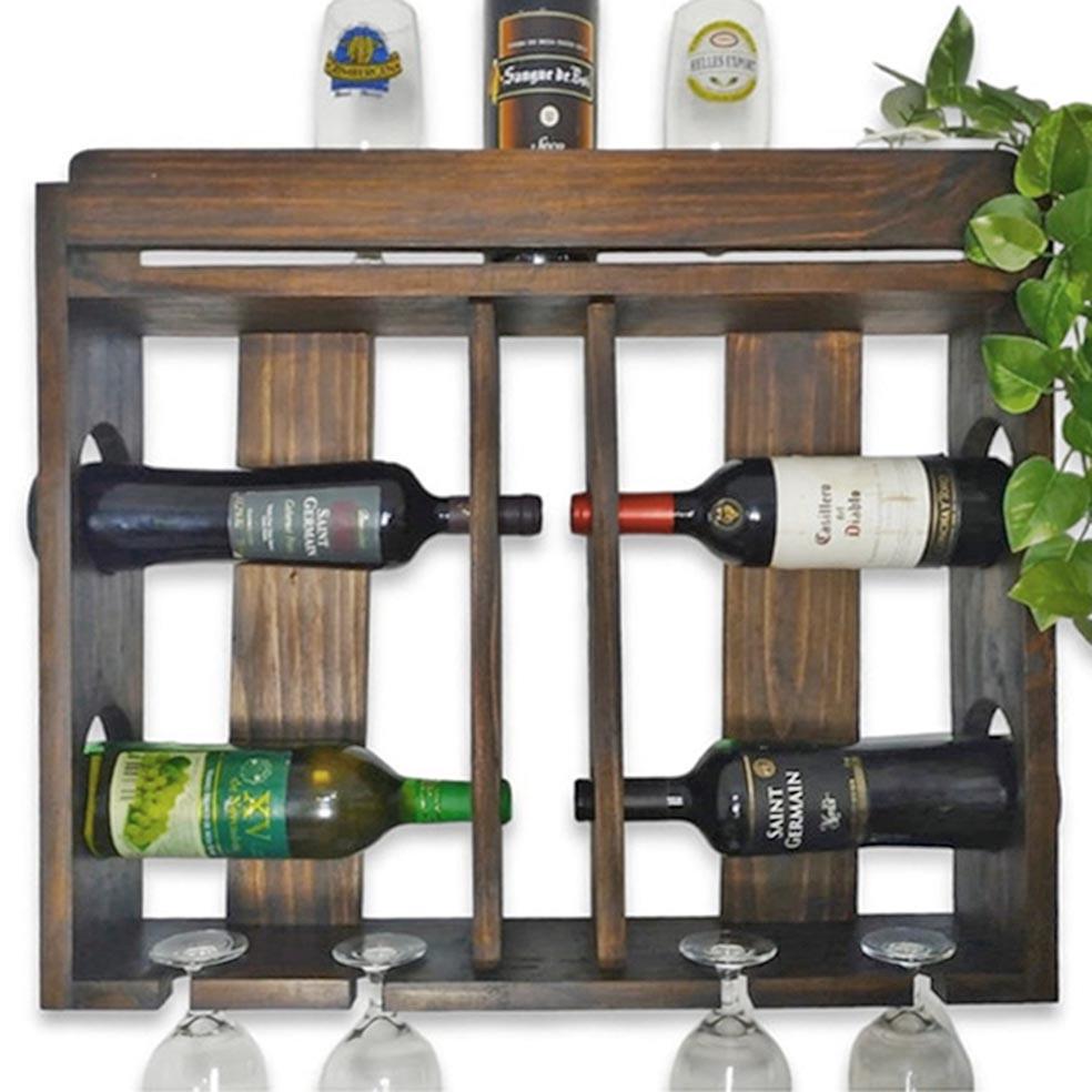 Полка для вина настенная из дерева Фурано Капучино (ПНК-012309)