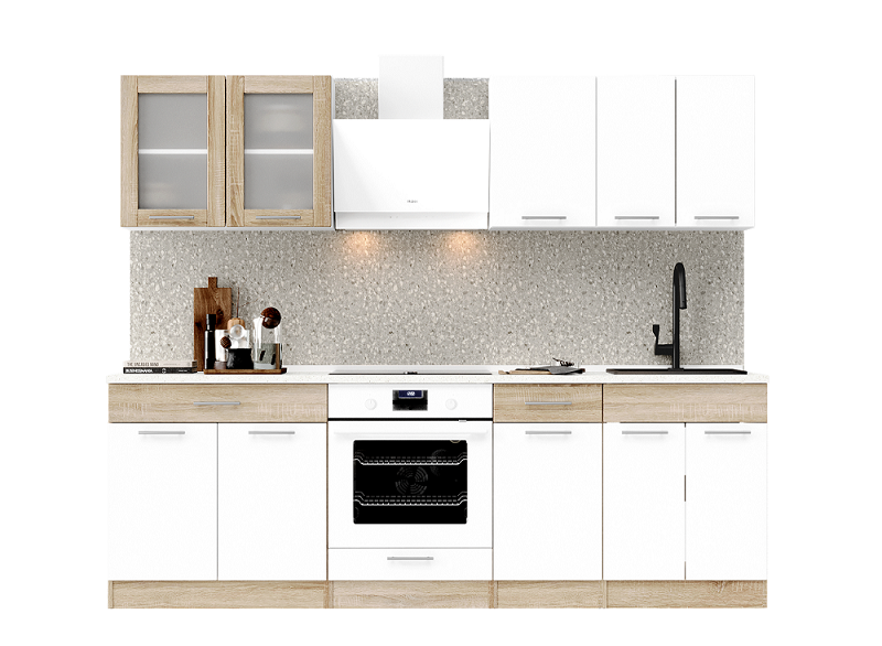 Готовая кухня Эверест Эко №3 без столешницы без мойки 2,4 м Дуб Сонома/Белый (09092) - фото 3