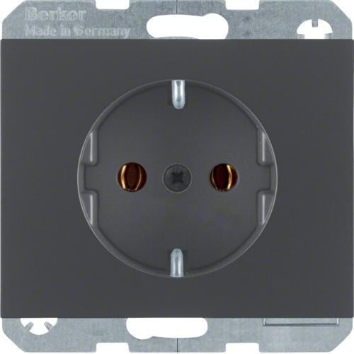 Розетка одинарная Hager K.1 с ж/к 16А/250V Антрацит (28685234)