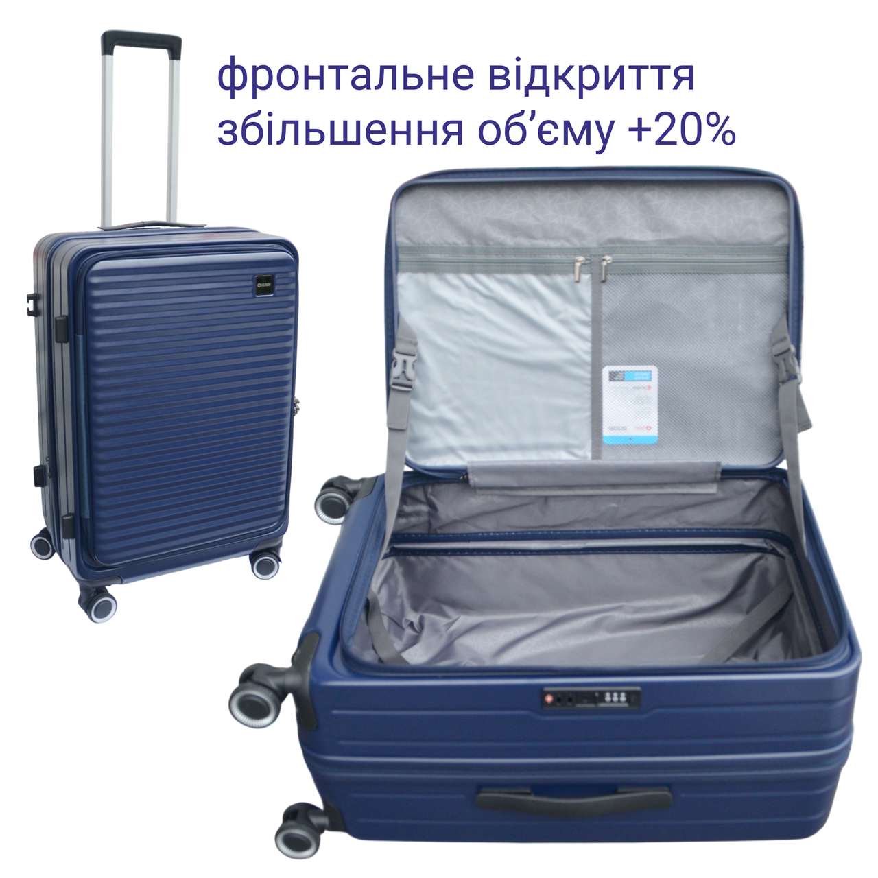 Чемодан средний Derby 092401/24 с боковым открытием замок TSA Navy (2447983474) - фото 2 Чемодан средний Derby 092401/24 с боковым открытием замок TSA Navy (2447983474) - фото 2