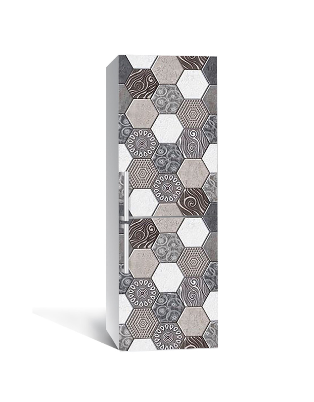 Наклейка 3D на холодильник Zatarga "Графитовый гексагон" виниловая 650х2000 мм