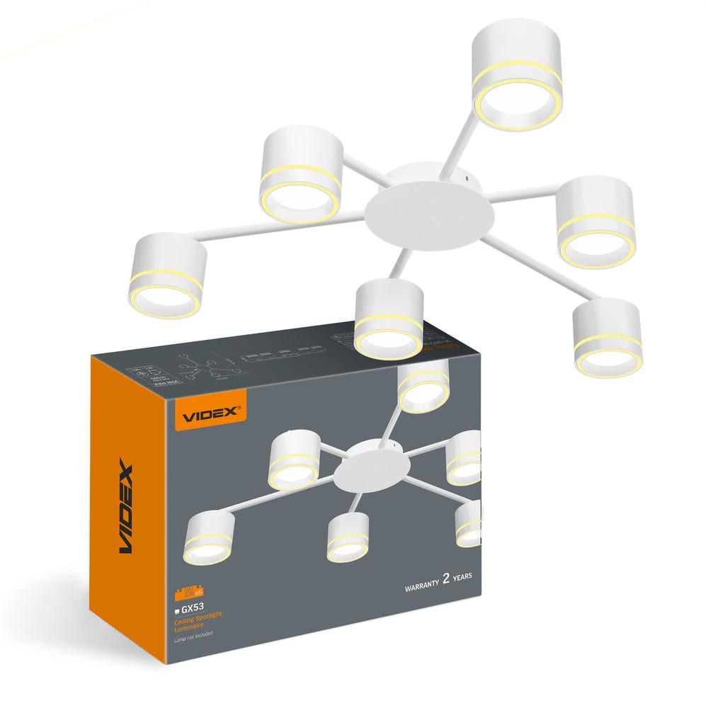 Светильник Videx под лампу 6xGX53 накладной Белый (VL-SPF21B-WP)