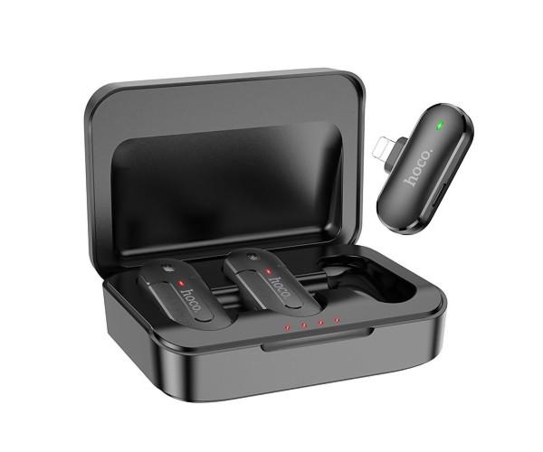 Микрофон петличный беспроводной Hoco DI56 Twin Lightning 70mAh Black - фото 2 Микрофон петличный беспроводной Hoco DI56 Twin Lightning 70mAh Black - фото 2