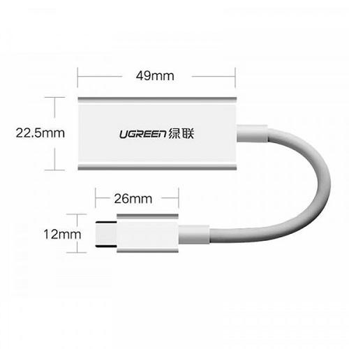 Переходник UGREEN MM130 USB-C to DisplayPort Adapter 14,5 см Белый (40372) - фото 3