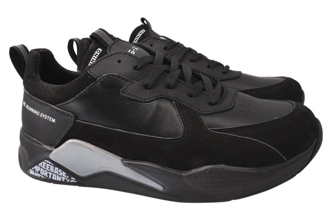 Кроссовки мужские Konors из кожи на шнуровке р. 41 Черный (527-21/22DTS)