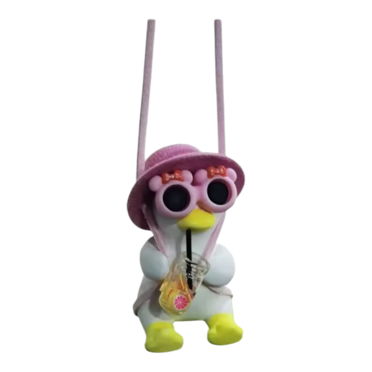 Іграшка в машину-підвіска на дзеркало Гусак керамічний в рожевому капелюсі (2444941625)