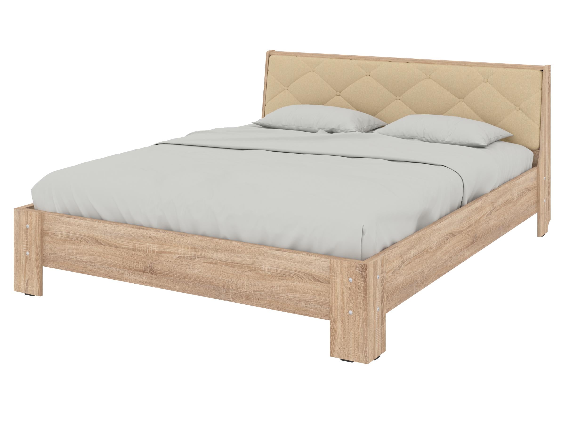 Кровать двуспальная PEHOTIN Кровать-160 Моника 160x200 см Сонома/Кофе VIP (PN-100992)