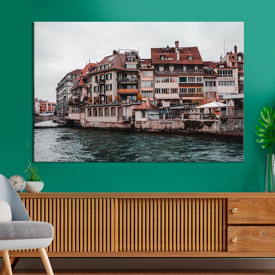 Картина город Архитектура Берна в Швейцарии 120x80 см (A839-1)