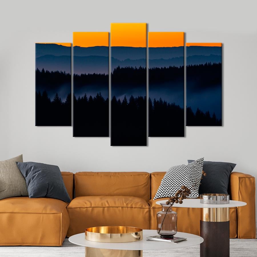 Картина природа Захід сонця над туманним лісом 137x85 см (A1089-5)
