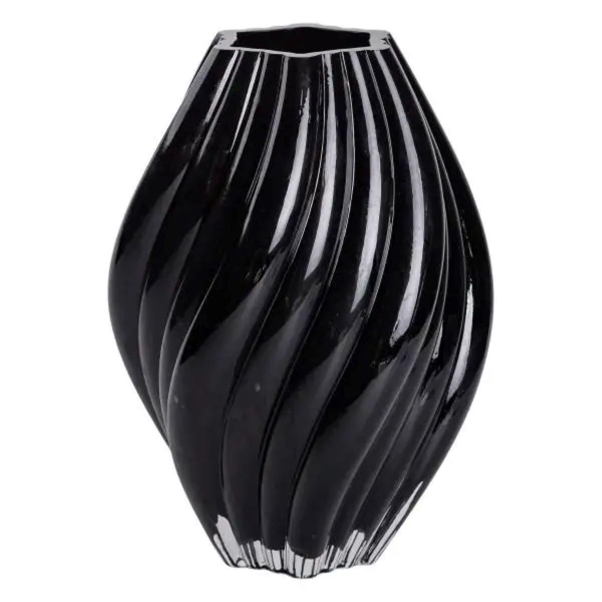 Ваза декоративная стеклянная для цветов фигурная 30 см 5 л Черный (6622)