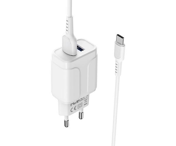 Устройство сетевое зарядное Borofone BA37A 2USB cable Type-C 2,4A 12W White - фото 2