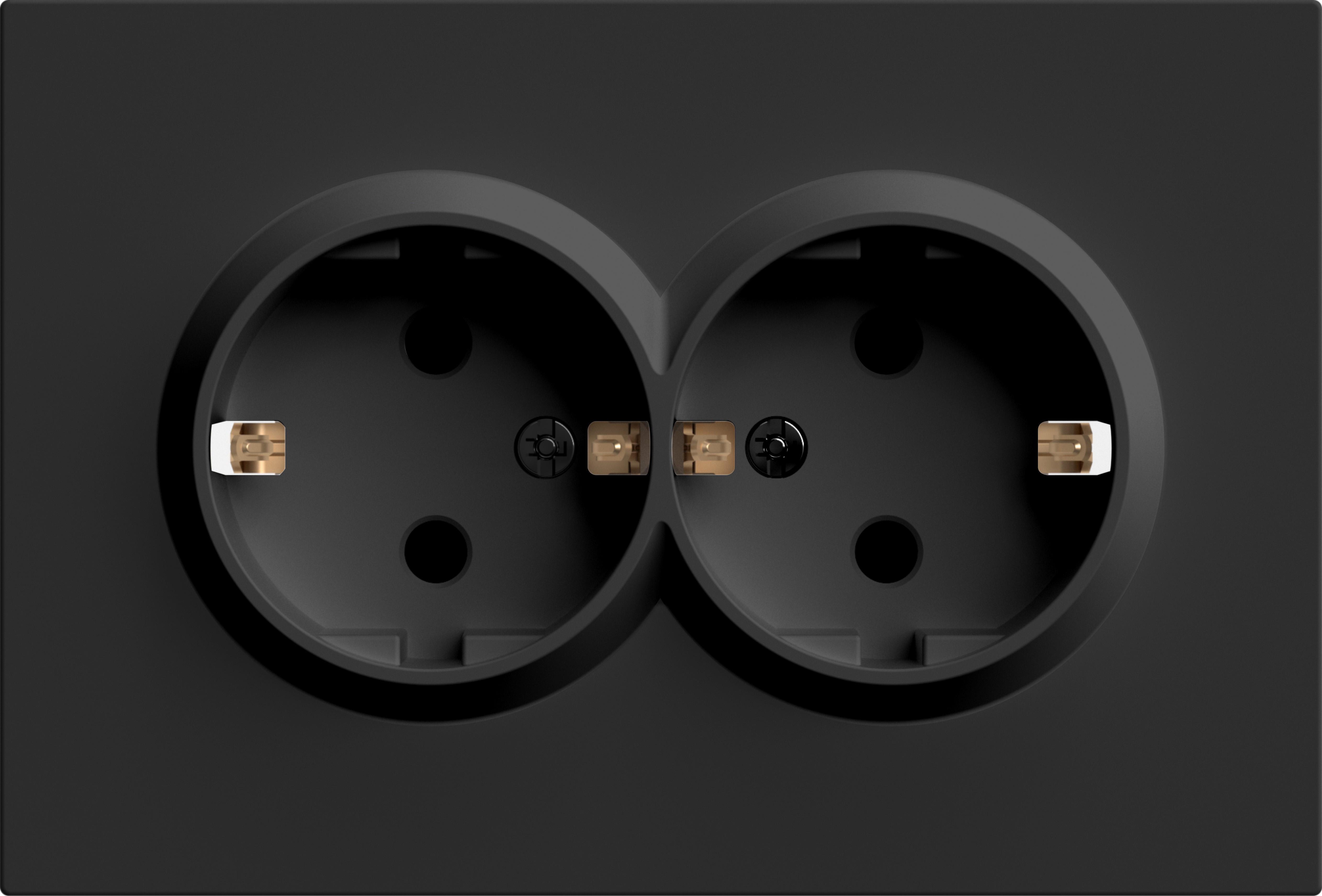 Розетка двойная ARDERO Soft с заземлением 16А Черный (ER122-B)