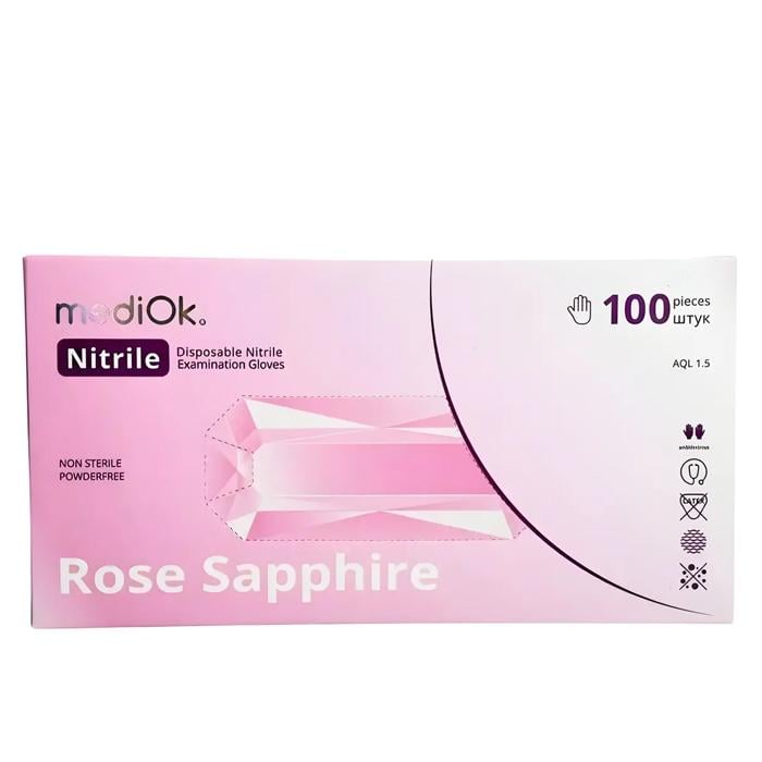 Перчатки нитриловые MediOk ROSE SAPPHIRE неопудренные S 100 шт. Розовый (32301128) Перчатки нитриловые MediOk ROSE SAPPHIRE неопудренные S 100 шт. Розовый (32301128)