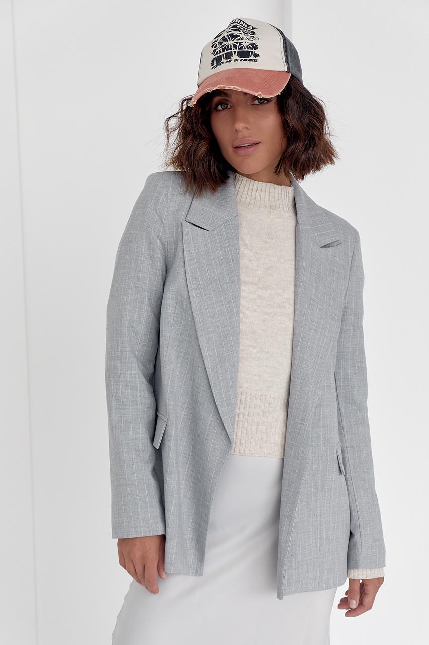 Пиджак без застежки M Светло-серый (11859694) - фото 6