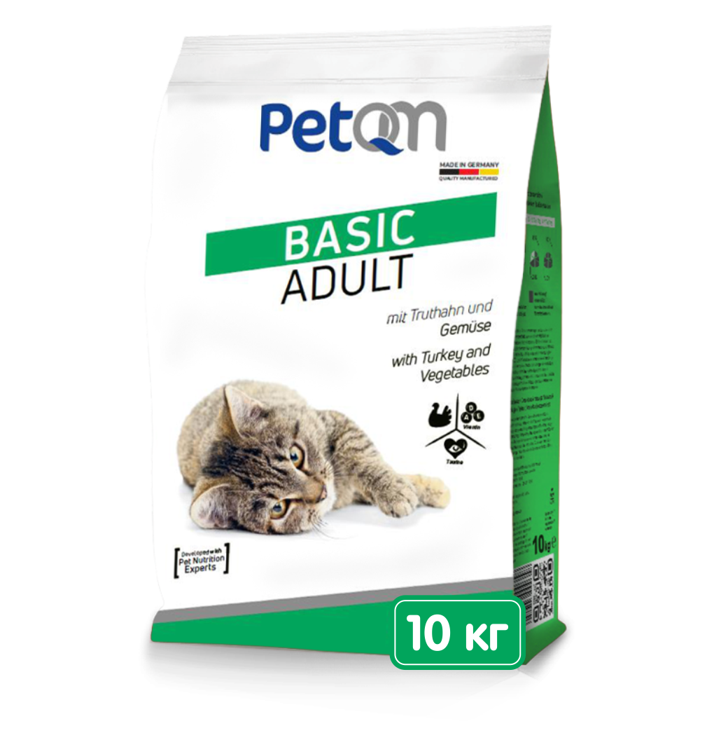 Корм для кошек PetQM Basic с индейкой и овощами 10 кг (701567)