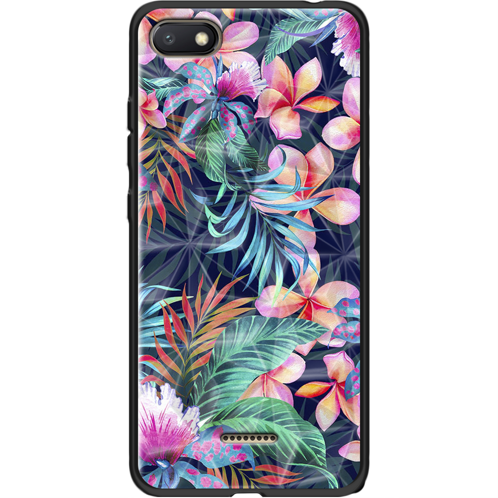 Чехол Boxface Xiaomi Redmi 6A flowers in the tropics Черный силикон с призмой (34811-up1971-37868)