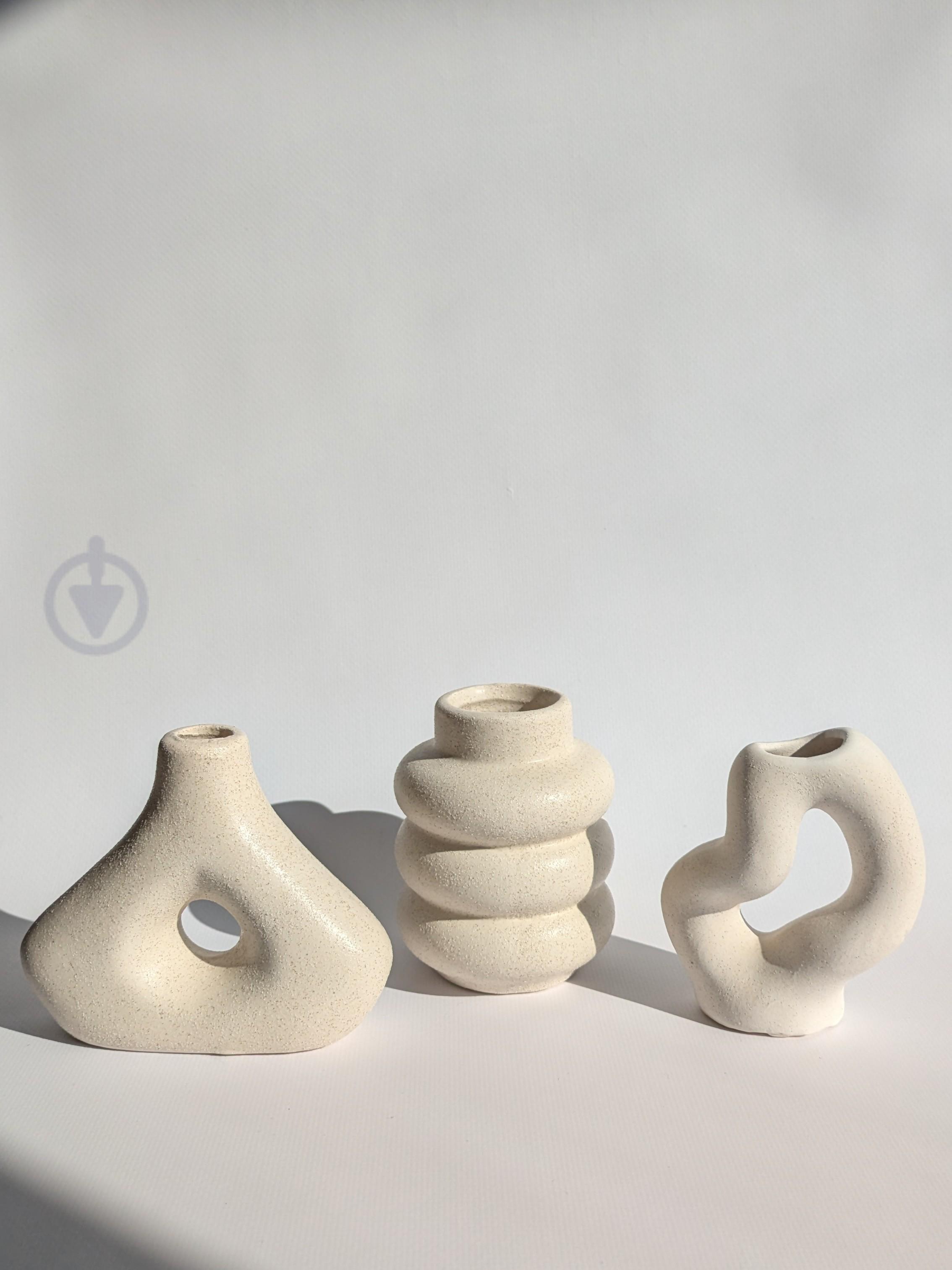 Набір маленьких ваз-статуеток 3 шт. Молочний (2018)