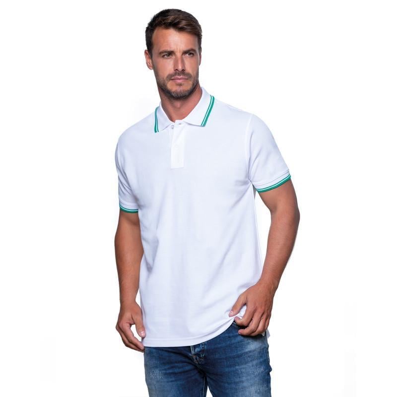 Поло JHK POLO REGULAR MAN CONTRAST XL Бело-зеленый (KG/WH)