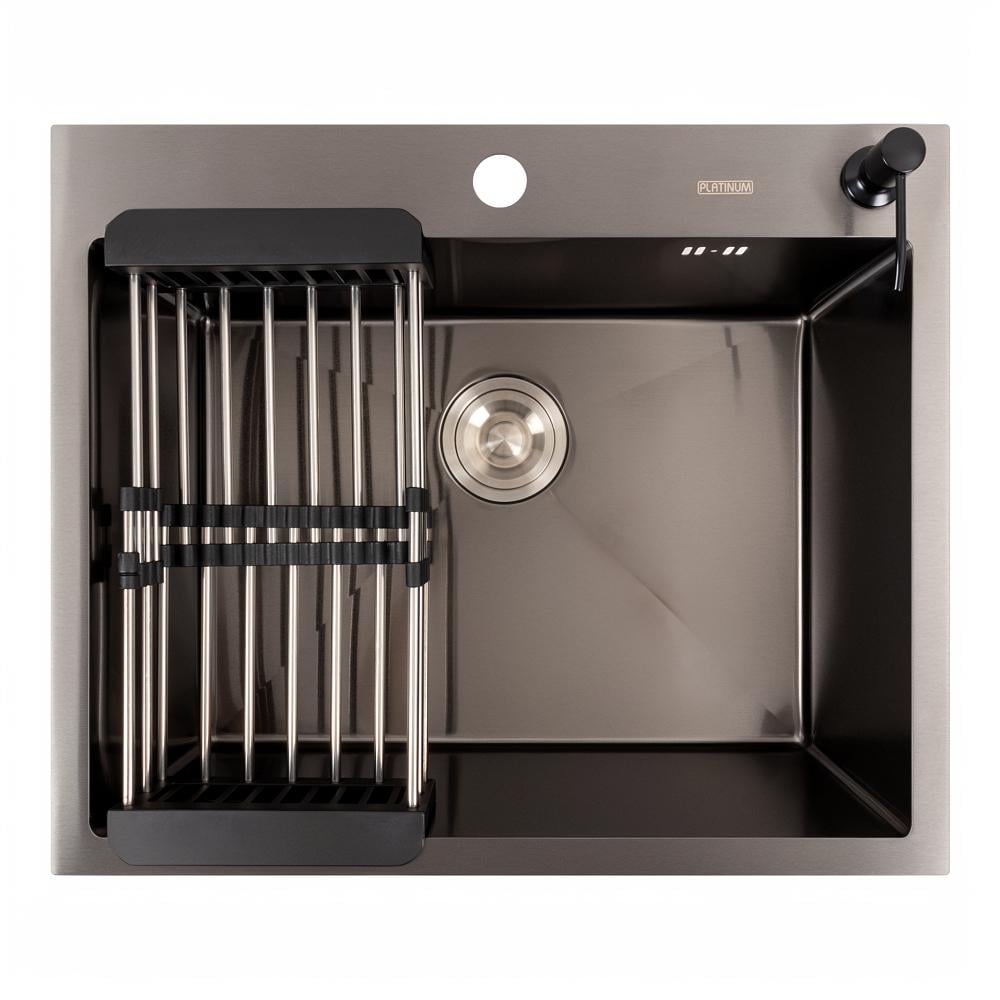 Мойка кухонная Platinum Handmade PVD сифон круглый 3,0/0,8 60х50 см Черный Мойка кухонная Platinum Handmade PVD сифон круглый 3,0/0,8 60х50 см Черный