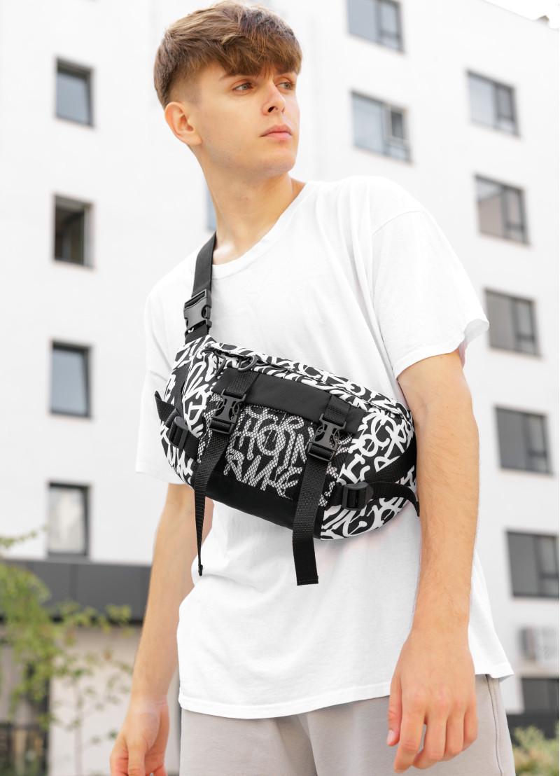 Сумка-бананка мужская Sambag DynamicDart принт Graphity 38×21×7 см (80411715m)