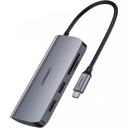 Док-станція UGreen CM212 USB3.0 Type-C USB 3.0x2/HDMI/RJ45/SD/TF/PD 50852 Сірий