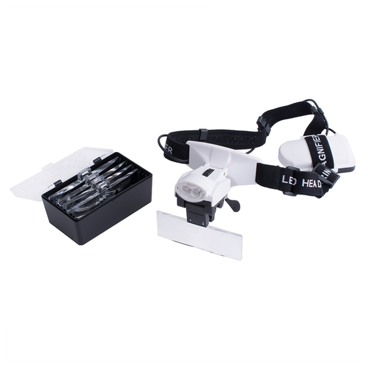 Лупа бинокулярная налобная 9892С1 с 2LED двойной установкой 5линз 1X/1,5Х/2Х/2,5Х/3,5Х White/Black (160418) - фото 4 Лупа бинокулярная налобная 9892С1 с 2LED двойной установкой 5линз 1X/1,5Х/2Х/2,5Х/3,5Х White/Black (160418) - фото 4