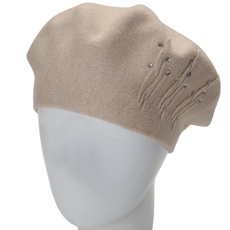 Берет женский двойной Novita Перо вискозный L/57-58 Темный Лен (295517)