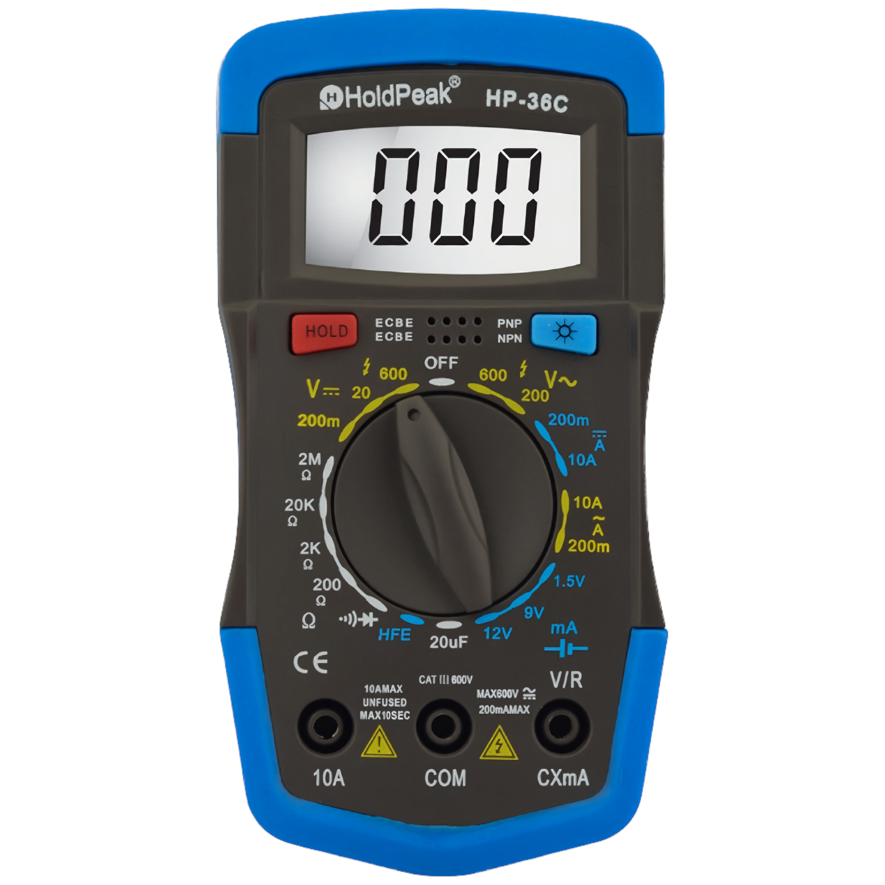 Мультиметр цифровий HoldPeak HP-36C 2000 відліків 600В 10А AC/DC 2МОм 20 мкФ