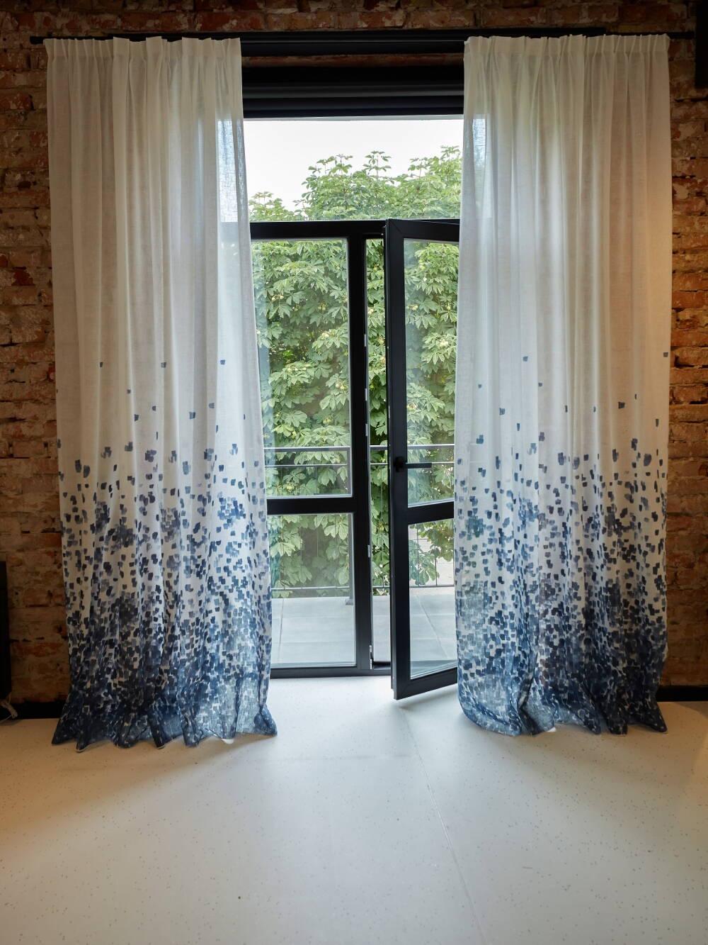 Гардины льняные 2 м 2 шт. Синий (000104305)