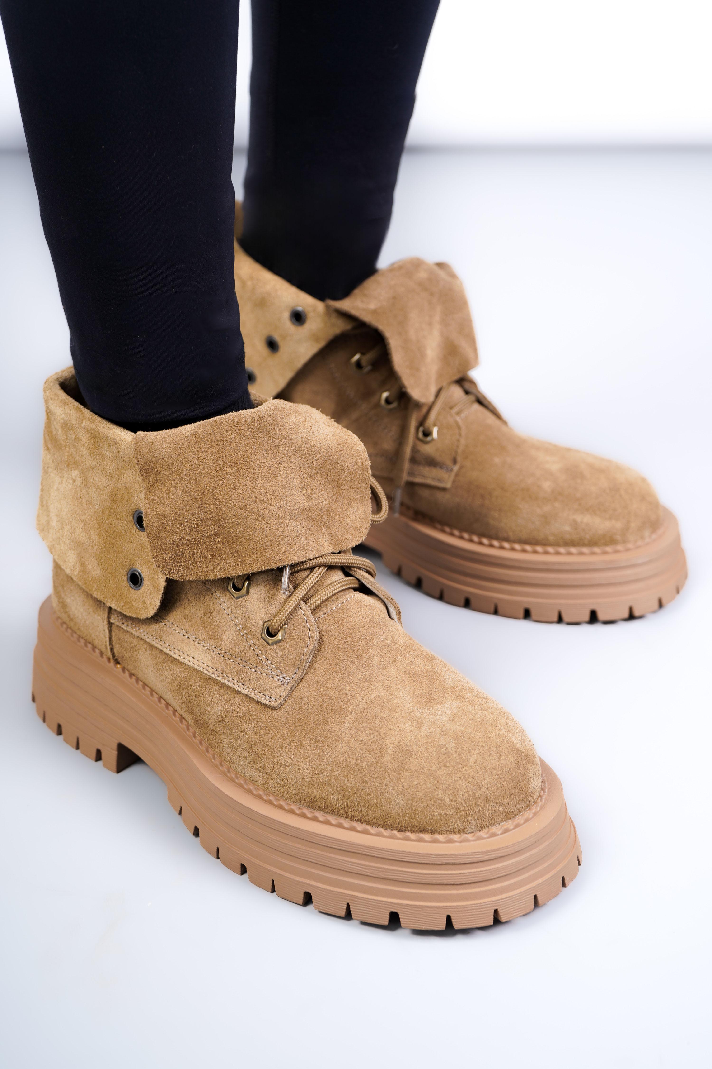 Ботинки женские Where Uwear KK6-2 346628 натуральная замша р. 36 Бежевый (346628_36)