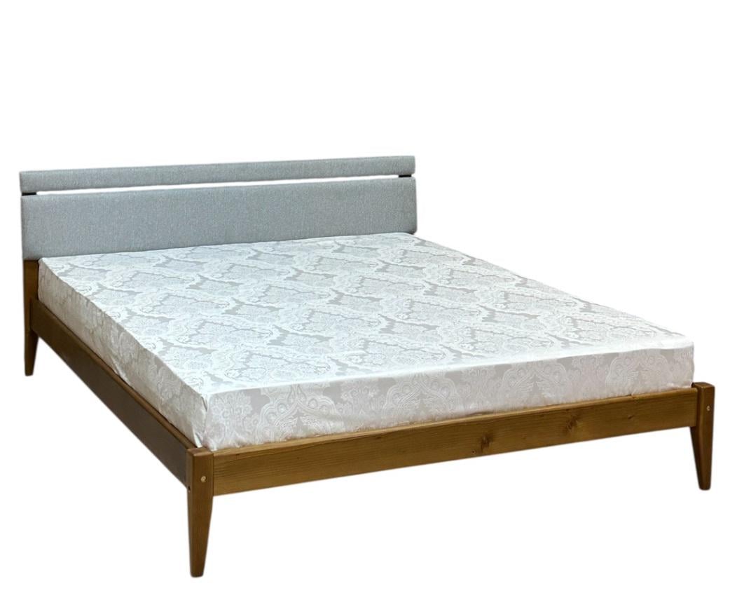 Кровать двуспальная деревянная Скиф Л-258 с мягким изголовьем 180х210 см Тиковое дерево/Твист-18 (27801893)