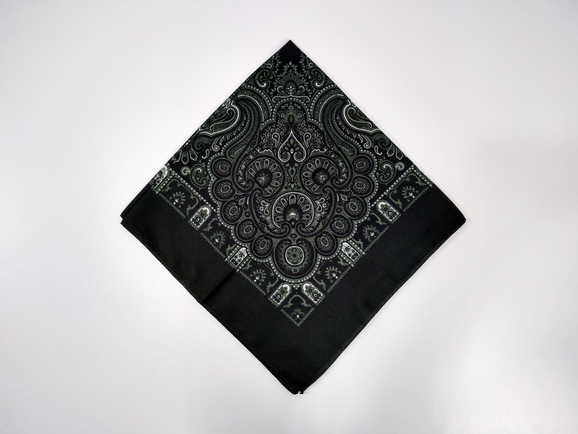 Платок Красочный орнамент 80x80 см Черный с зеленым (29829325)