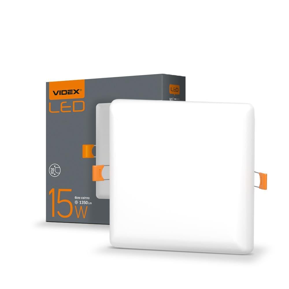 LED светильник VIDEX встроенный 15W VL-DLFS-154 4100K квадратный безрамочный (100183)