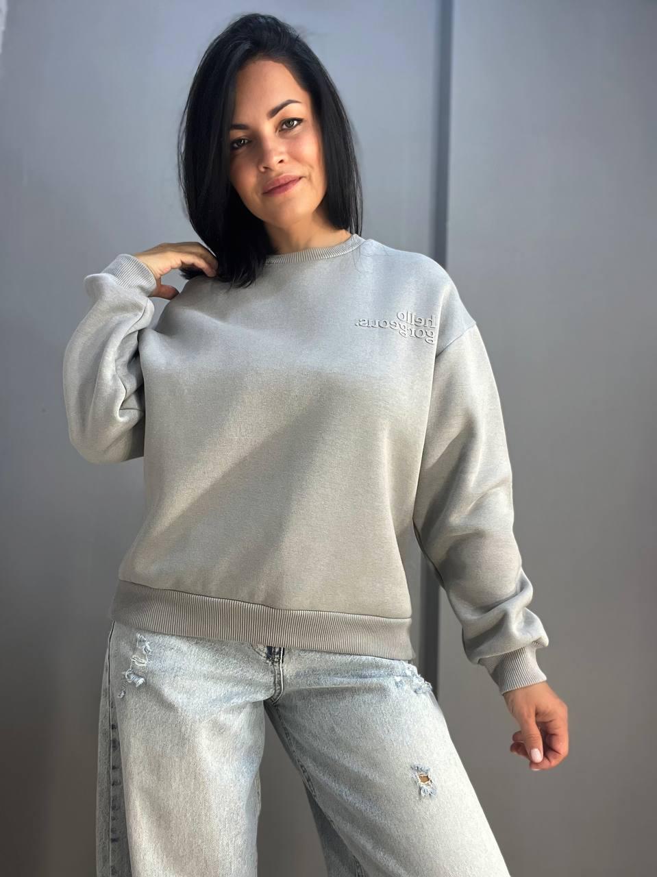 Свитшот женский PEPPER MINT 24-15 оверсайз удлиненный утепленный флис M Серый (962) - фото 4 Свитшот женский PEPPER MINT 24-15 оверсайз удлиненный утепленный флис M Серый (962) - фото 4