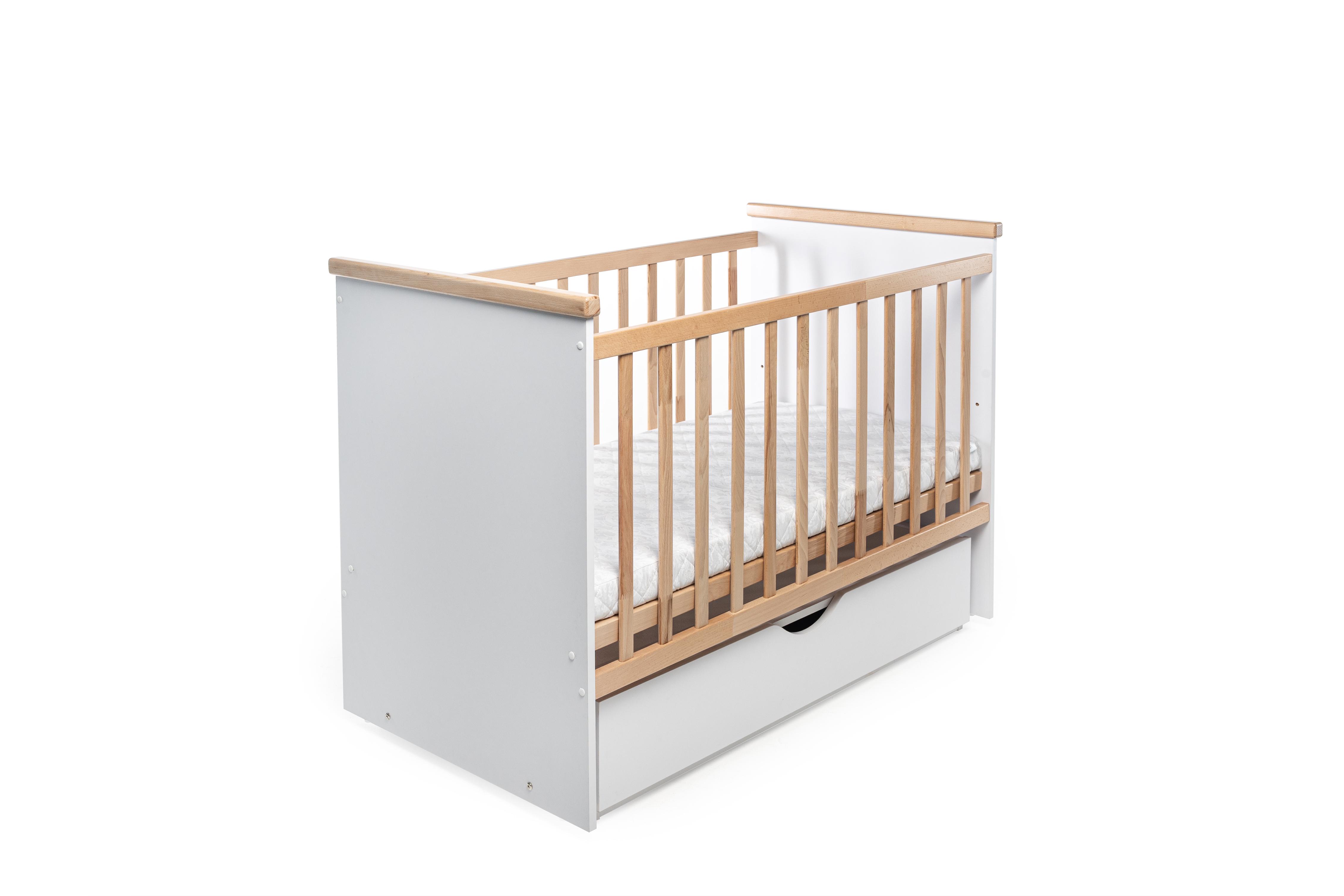 Детская кроватка-трансформер Колыбельная с ящиком Белый с натуральным (DS744) - фото 2 Детская кроватка-трансформер Колыбельная с ящиком Белый с натуральным (DS744) - фото 2