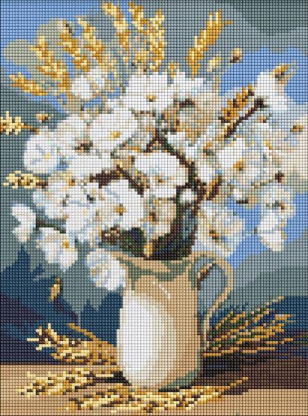 Алмазная мозаика Ideyka Белые маки и пшеница 30x40 см (Id-AMO20053)