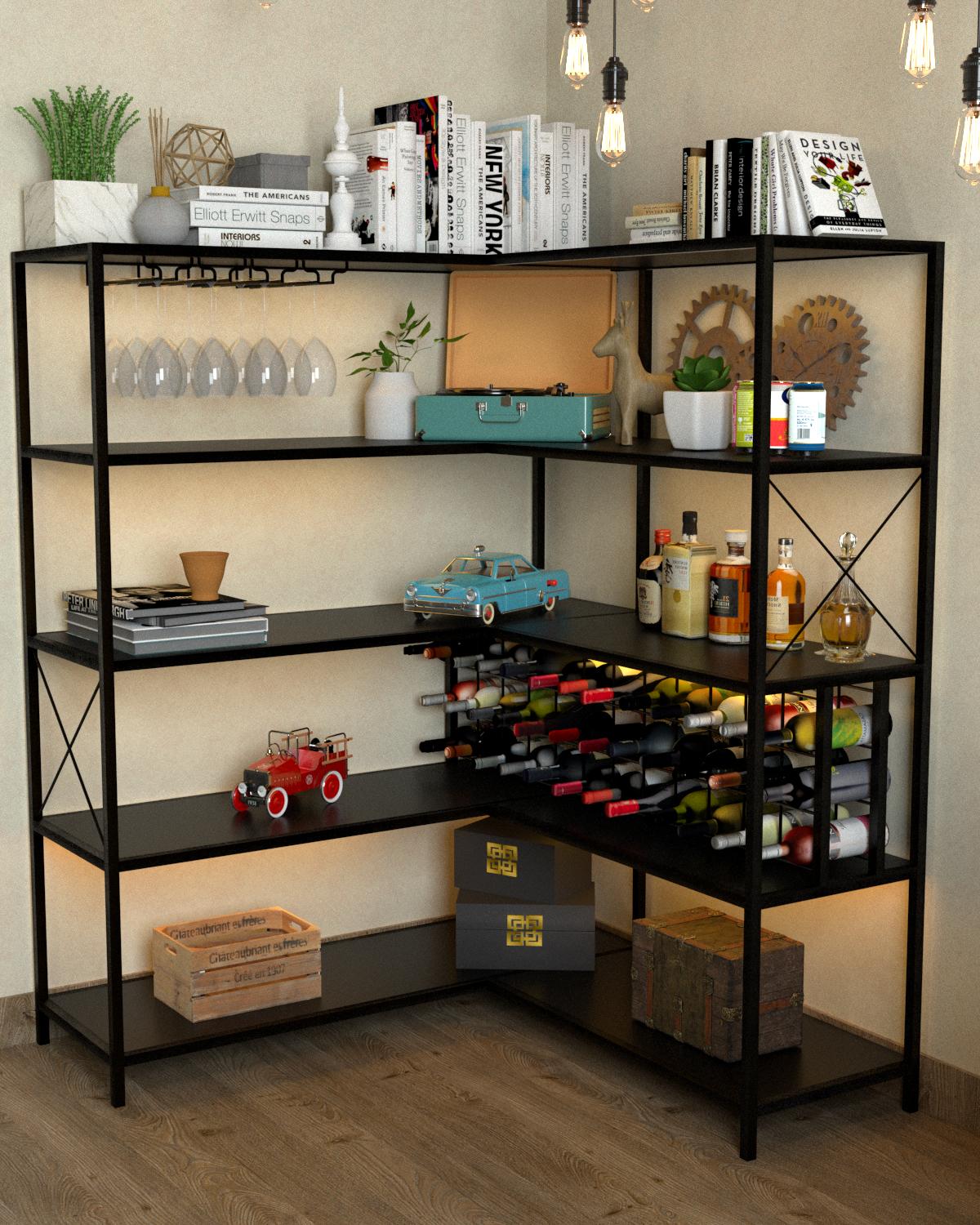 Стелаж барний кутовий EcoLoft Кавано в стилі лофт (DSP-1310-5)