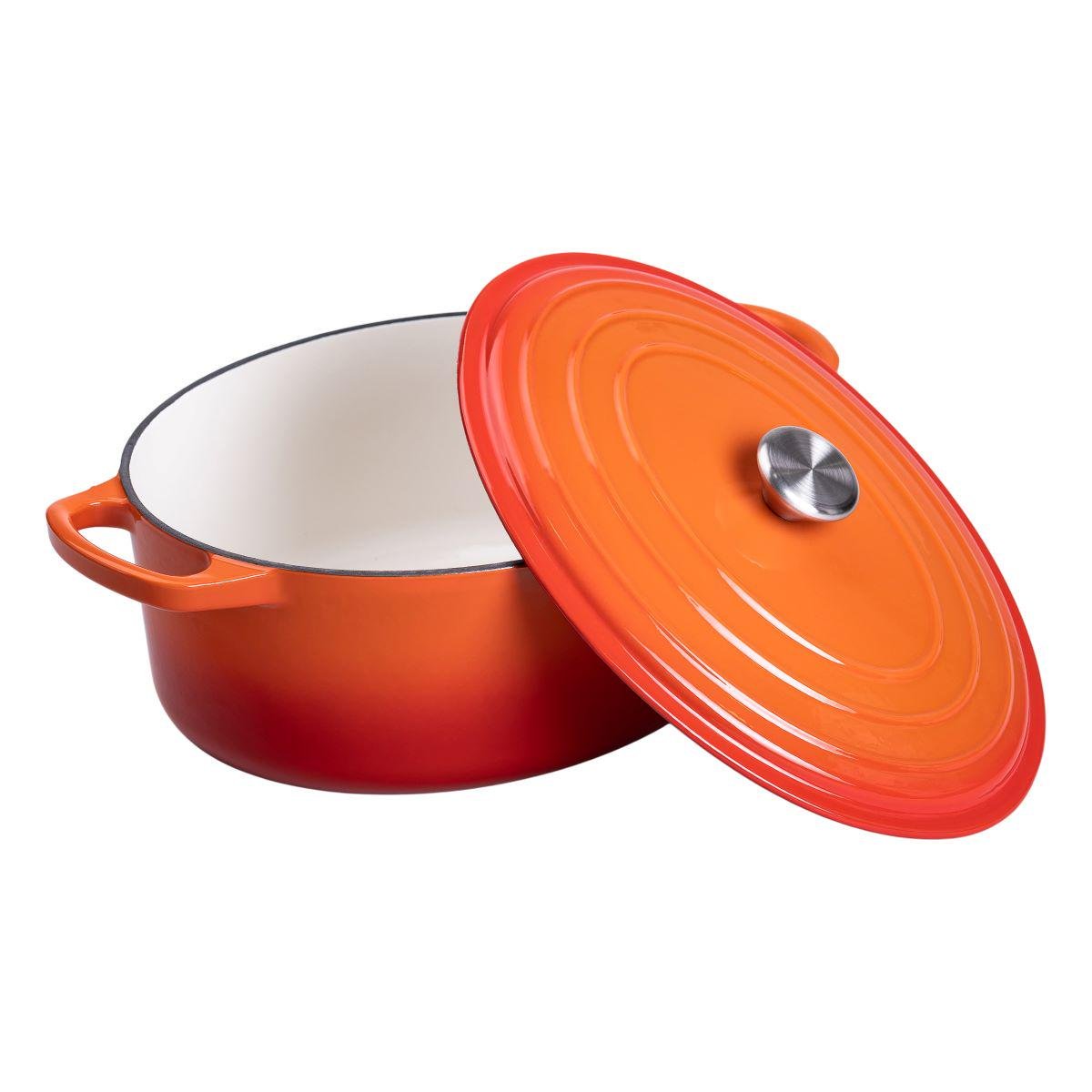 Гусятница чугунная эмалированная с крышкой 6 л 26 см Оранжевый (6826)