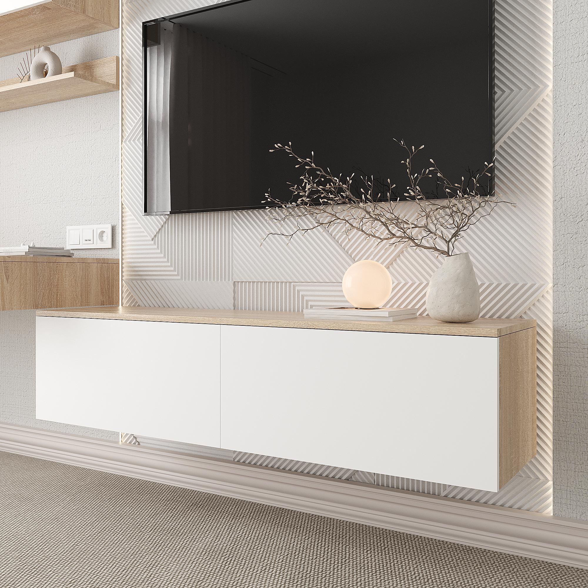 Тумба під телевізор Ейр ТУ-ТВ Ейр 330х1400х350 мм Дуб Сонома/Білий