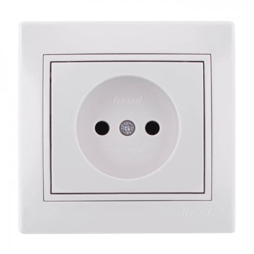 Розетка одинарна без заземлення Lezard Mira Білий (00000000562)