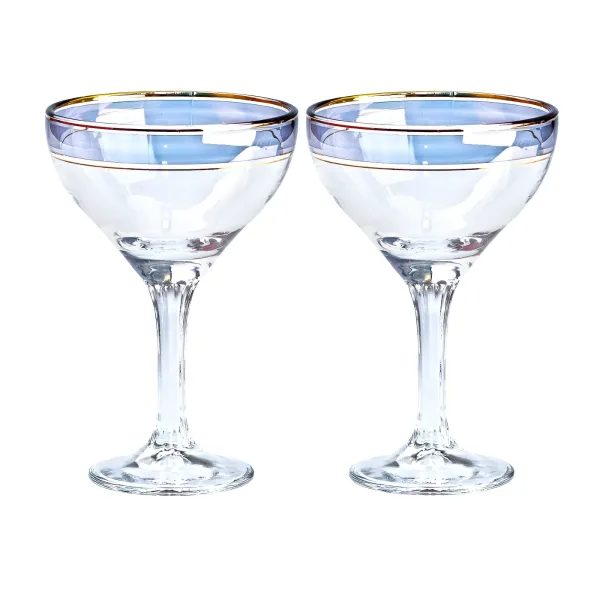 Набір келихів для фігурних коктейлів на високій ніжці 2 шт. по 290 мл Прозорий/Синій Набір келихів для фігурних коктейлів на високій ніжці 2 шт. по 290 мл Прозорий/Синій