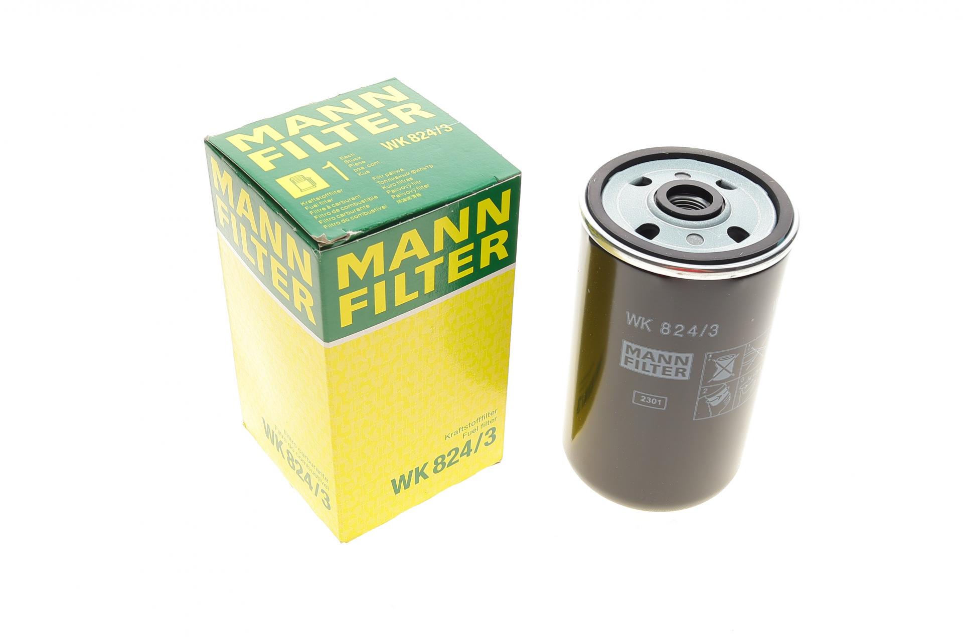 Фильтр топливный Mann-Filter для Hyundai Accent 1,5TDi 05-12/Santa Fe 2,0/2,2 Kia Sorento 2,0/2,2CRDi 09-15 (WK 824/3)