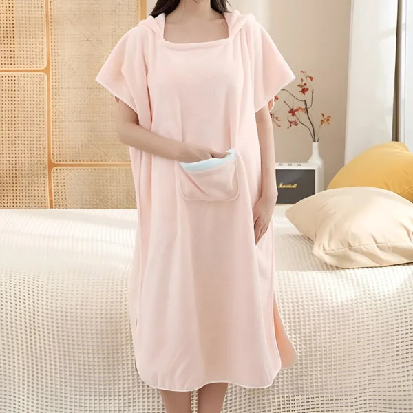 Полотенце-халат с капюшоном 70x100 см Розовый (C00753-1)