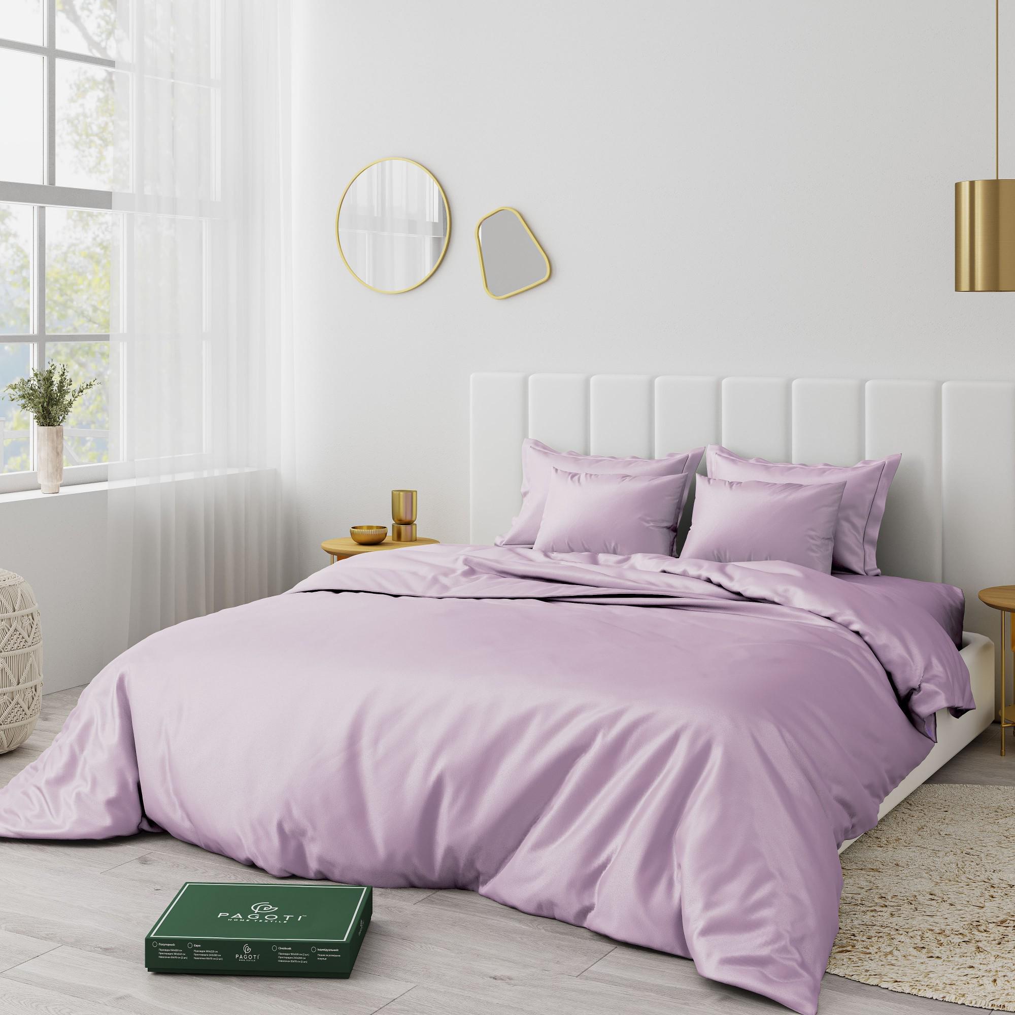 Комплект постільної білизни сатин-люкс PAGOTI Minimal двоспальний 4х50х70/4х70х70 см Бузковий