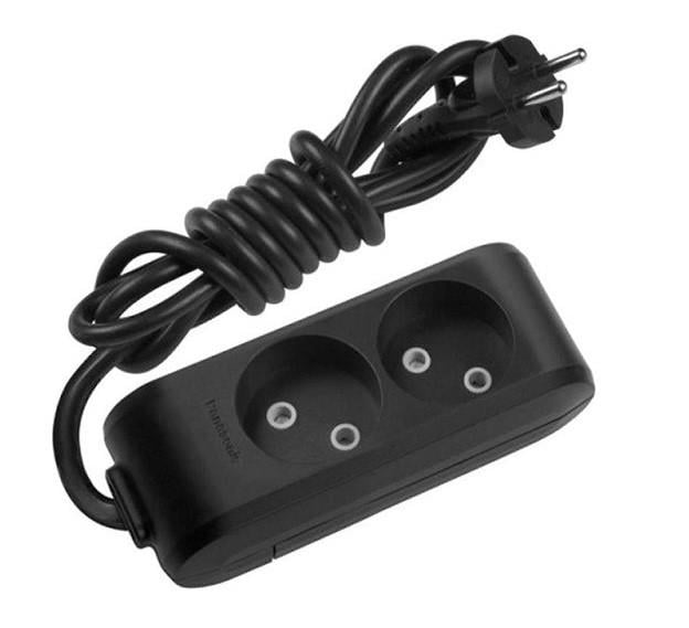 Подовжувач Panasonic X-tendia із захисними шторками на 2 розетки 3 м без заземлення Чорний (18503-е)