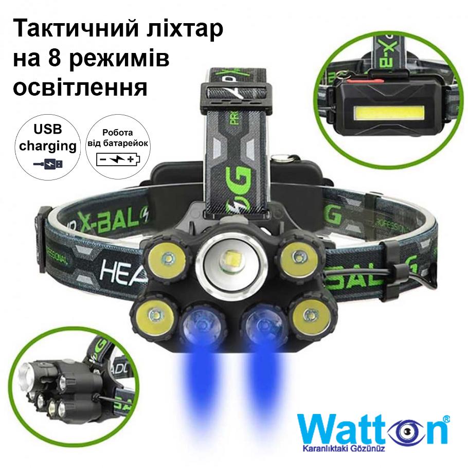 Ліхтар Led потужний налобний Watton WT-247 дальність 250-400 м - фото 2