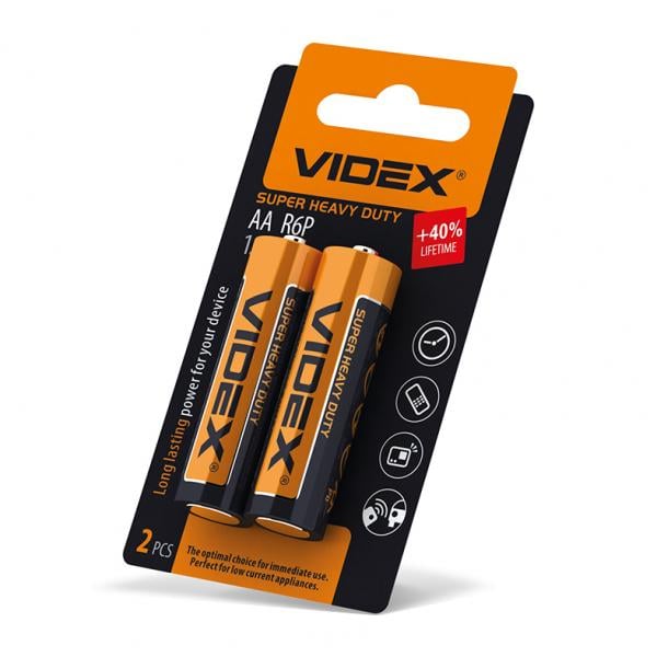 Батарейка сольова Videx 2 шт. R6P/AA